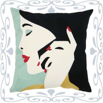 룸빌드 캐릭터 애니멀 자수 쿠션 커버 솜 포함 세트, 레이디59-1
