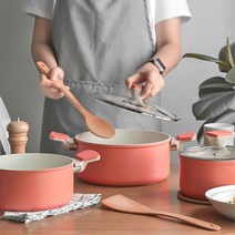 원룸 자취생 필수품 마카롱 컬러 냄비 2종세트 양수 업소용 솥밥 냄비밥, 레드팟 양20+양24, 레드팟 양20+양24