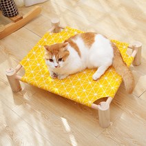 디지펫 원목 강아지 고양이 해먹 침대, 사각침대형, 그레이