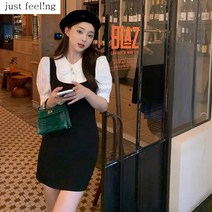 just feel!ng 여성용 슬림 스커트 여성 여름 퍼프 소매 셔츠 세트 투피스 여학생 원피스 빅사이즈원피스 예쁜원피스