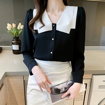 디아리스 가을 브이넥 하객룩 블라우스 6353