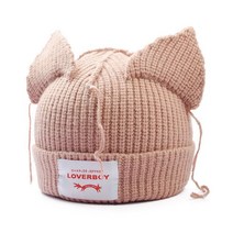 겨울 모자 비니 털 두꺼운 캐주얼 무난한 Loverboy-고양이 귀 니트 더블 레이어 따뜻한 돼지 모직 귀여운 패션 후드 틈새 힙합 개성 있는, [01] one size, [06] 분홍색