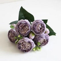 조화 가랜드 핑크뮬리 생화같은 야자 망고튤립 실크 모란 꽃다발 가족 장식 액세서리 웨딩 파, 보라색