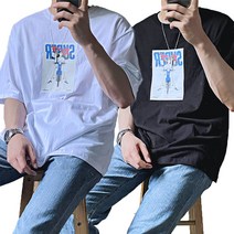 싱글 20수 면 씨티걸 오버핏 반팔티셔츠 목안늘어나는 여성전사나염 프린팅 비침없는 박스티