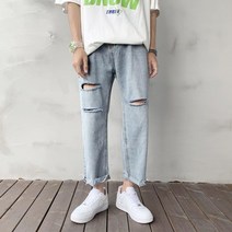 언발 커티드 일자 데님팬츠