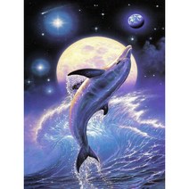 행운의 전조 꿈속 돌고래 우드 직소퍼즐 행복 가져다주는 돌핀과 달 동물 쉬는 시간 즐기는 조각퍼즐 300/500/1000조각 선물용 집콕취미 집중력향상 감압소품, 돌고래퍼즐도안04, 1000