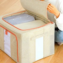 투명창 리빙박스 대형 다용도 아기옷 팬트리 인형 정리함 이불 수납 펜트리 패브릭 대용량, 그레이-66L