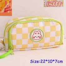 투명 격자 무늬 스타일 대용량 연필 케이스 문구 상자 일본과 한국 학습 학생 용품, Zipper Yellow