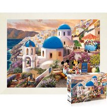 퍼즐피플 디즈니 킨케이드 명작 직소퍼즐 모음, 미키와미니 산토리니 500P 킨케이드 액자포함(화이트), 500p