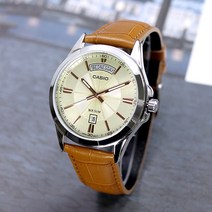 카시오 MTP-1381L-9A CASIO 남성 가죽 손목 시계