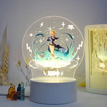 원신 야에 미코 LED 등 아크릴 스탠드 RGB 조명 테이블 램프 조명, (진)컬러풀한 조광+선물박스