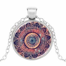 스플렌더 Design art Mandala Splendor 경 컬러 선물 목걸이 jewelry Glass Cabochon Necklace statement, 01 silver