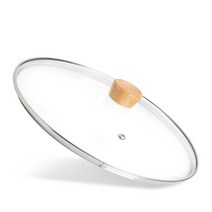에브리 넘침방지 우드 유리뚜껑 냄비 프라이팬 강화유리, 1개, 18 cm