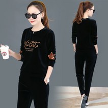 라운드넥 벨벳 트레이닝세트 츄리닝 밴딩 엄마등원룩