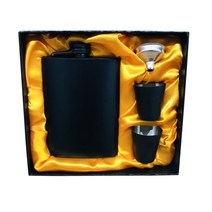 휴대용 위스키 mini 8oz all black paint 위스키 flagon laser logo 304 스테인레스 스틸 알코올 깔때기 주류 힙 플라스크 블랙 선물 상자 세트, 로고가 없는 검은색 컵