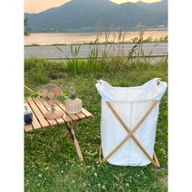 센트팜 캠핑 원목 우드 햄퍼 접이식 세탁 빨래 바구니 통 분류 hamper, 화이트(White)