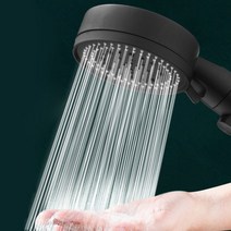 원터치버튼 샤워기 헤드 6단조절 절수 샤워헤드, 색상:블랙