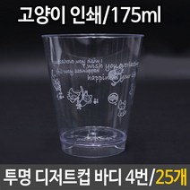 [∂LL7] 투명 디저트컵 바디 고양이 25개 케이크 쿠키 카페 디저트 푸딩 과일 후식 초콜릿 사탕 포장 케익컵 일회용품_h§eEA, §본상품§e, ⊙바로이것⊙