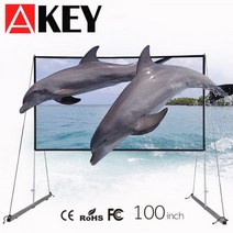 AKEY-120/100/60 인치 빛 방지 프로젝터 스크린 16:9 반사 패브릭 홈 시어터 ALR 4K 1080P LED/DLP, 04 120 인치