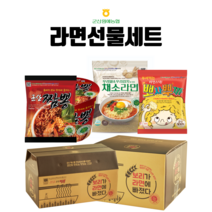 군산원예농협 선물세트- 맛남의 광장 군산짬뽕라면+군산불짬뽕컵면+우리밀 우리감자로 만든 채소라면+부셔먹는라면스낵 뽀사뿌까, 1box, 선물세트3번-짬뽕6개+컵면4개+채소6개+스낵3개