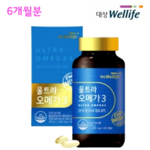 대상 울트라 오메가3 180캡슐 6개월분 대용량 오메가3 노르웨이 혈행 개선 눈 건강, 1병