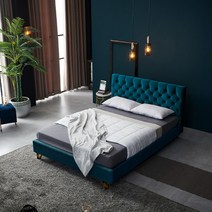 퍼니란 스웨이드 벨벳 방수 평상형 킹 침대 YY210-1, 로얄그린