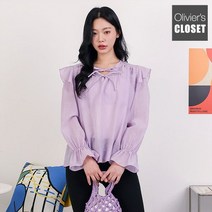 올리비에스클로젯 날개프릴 리본 블라우스 O2303BL041A