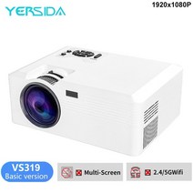 yersida 휴대용 프로젝터 1920x1080p smart tv wifi 휴대용 홈, vs319 기본 버전, au 플러그