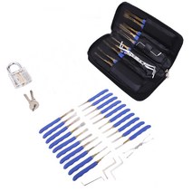 새로운 열쇠공 문 열기 자물쇠 따는 도구 24개와 투명 자물쇠 세트