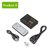 PzzPss 4K 2K 3x1 HDMI 케이블 분배기 HD 1080P 비디오 스위처 어댑터 3 입력 1 출력 포트 허브 Xbox PS4 DVD HDTV PC 용, Product A_기타