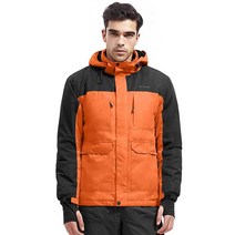 프리솔져 남성용 방수 스키 재킷 플리스 안감 따뜻한 겨울 스노우 코트 후드 전체 테이프 솔기, Orange