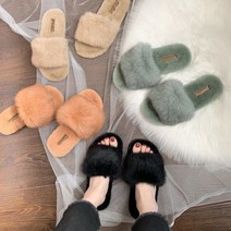 삭스러브 여자 기본 겨울 밍크 토끼털 퍼 슬리퍼