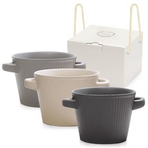 [선물용박스포함] 라라홈 도자기 손잡이 면기 답례품 떡국그릇 우동기 돌답례품 기념 그릇답례품, 진그레이
