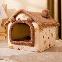부드러운 고양이 침대 깊은 수면 집 개 겨울 이동식 쿠션 동봉된 애완 동물 텐트 새끼 고양이 강아지 카마토 용품, S(within 3.5KG), coffee_S(within 3.5KG)