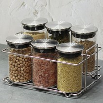 NHB 유리 밀폐용기 240ml 6P세트(거치대포함), NHB 유리밀폐용기 240ml 6P세트(거치대포함)