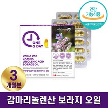 내츄럴라이즈 캐나다 원어데이 감마리놀렌산 보라지오일 1000mg 오메가6 불포화 필수지방산 갱년기 폐경기 중년 하루 1캡슐 3개월 6개월 9개월 홈쇼핑 방송 식품 정품 식약처 인증, 1박스 (3개월분), 1000mg x 90캡슐