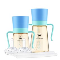 메똔느 PPSU M3 빨대컵 200ml+300ml+리필빨대2개, (PPSU_M3)빨대컵_블루_200ml+300ml, 1세트