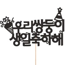 비비드레인 화분 꽃다발 데코 케이크토퍼 93종, 1개, 217-3 쌍둥이