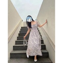 Plttyul bear 여름 원피스 벌룬 소매 꽃 원피스