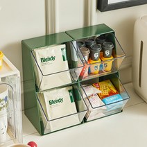 씨앤초이스 심플 2단 수납함 캡슐 티백 보관함 탕비실 테이블 책상정리 소품정리함 아크릴 서랍, 레트로그린x2