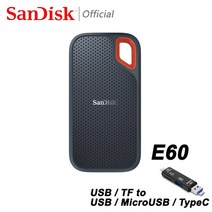 외장하드 SSD HDD TYPE-C 대용량 메모리 휴대용sandisk usb type c 500gb 드라이브 1tb 2tb 펜 드라이브 500ms 노트북 데스크탑 pc, e60 카드 리더
