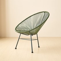 피카소 뉴코드체어 + 쿠션세트 아카풀코 PP라탄 야외 테라스 카페 발코니, 뉴코드체어-그린+쿠션세트 블랙