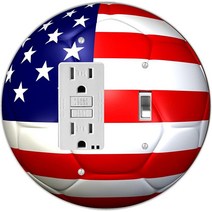 컨피마켓 Rikki Knight RND-GFITOGGLE-68 미국 팀 월드컵 깃발 축구공 라운드 GFI 토글 라이트 스위치 플레이트