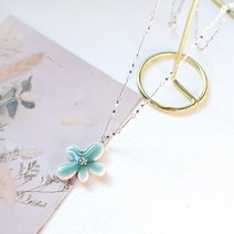 박씨상방 고급 도자기청자 야생화 목걸이 N