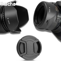 55mm 양면 꽃잎 꽃 렌즈 후드 + 소니 알파 a55 a65 a77 a57 a37 a99 a6300 a5000 hx300용 55mm 렌즈 캡