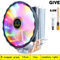 cpu 순수 구리 히트파이프 라디에이터 pwm rgb 사일런트 팬 일반 lga 775 1150 1155 1356 1366 amd3 am4 1200 1700 x79 x99 팬, 6 구리 파이프, 3-4핀 LGA 인텔 AMD