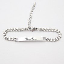 써지컬 스틸 미아방지 팔찌 어린이 키즈, 5.6mm체인, (2)슬림바(중), 폰트5번