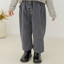 바브키즈 단추일자기모팬츠