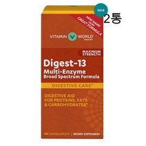 비타민월드 소화효소 60캡슐 x 2통 칼슘제 리파아제 프로테아제 브로멜라인 베타인