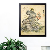 나봄갤러리 현재 심사정- 괴석초충도 한국화 꽃그림 동양화 조선그림, 1.심플 블랙 액자